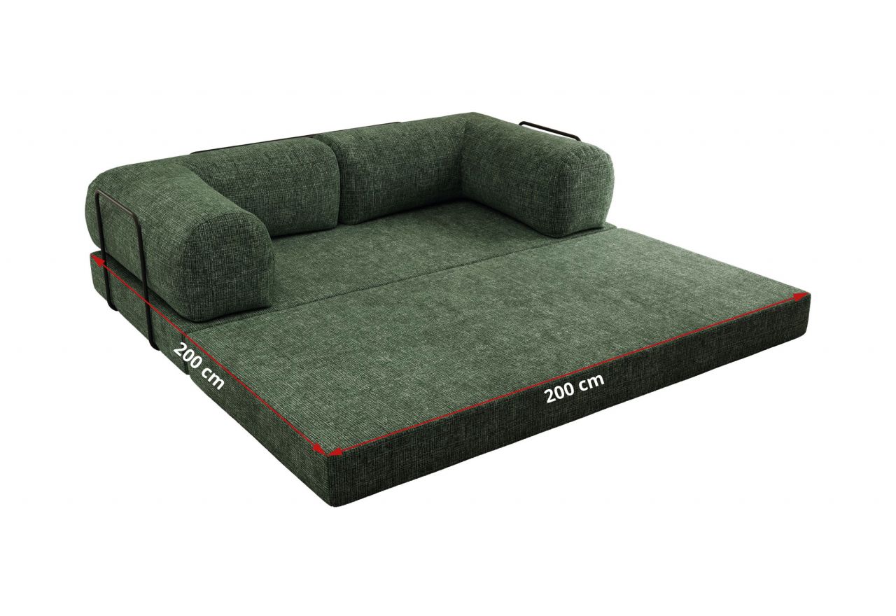 Sofa Orsetto - ciemnozielony, szenil grubo tkany