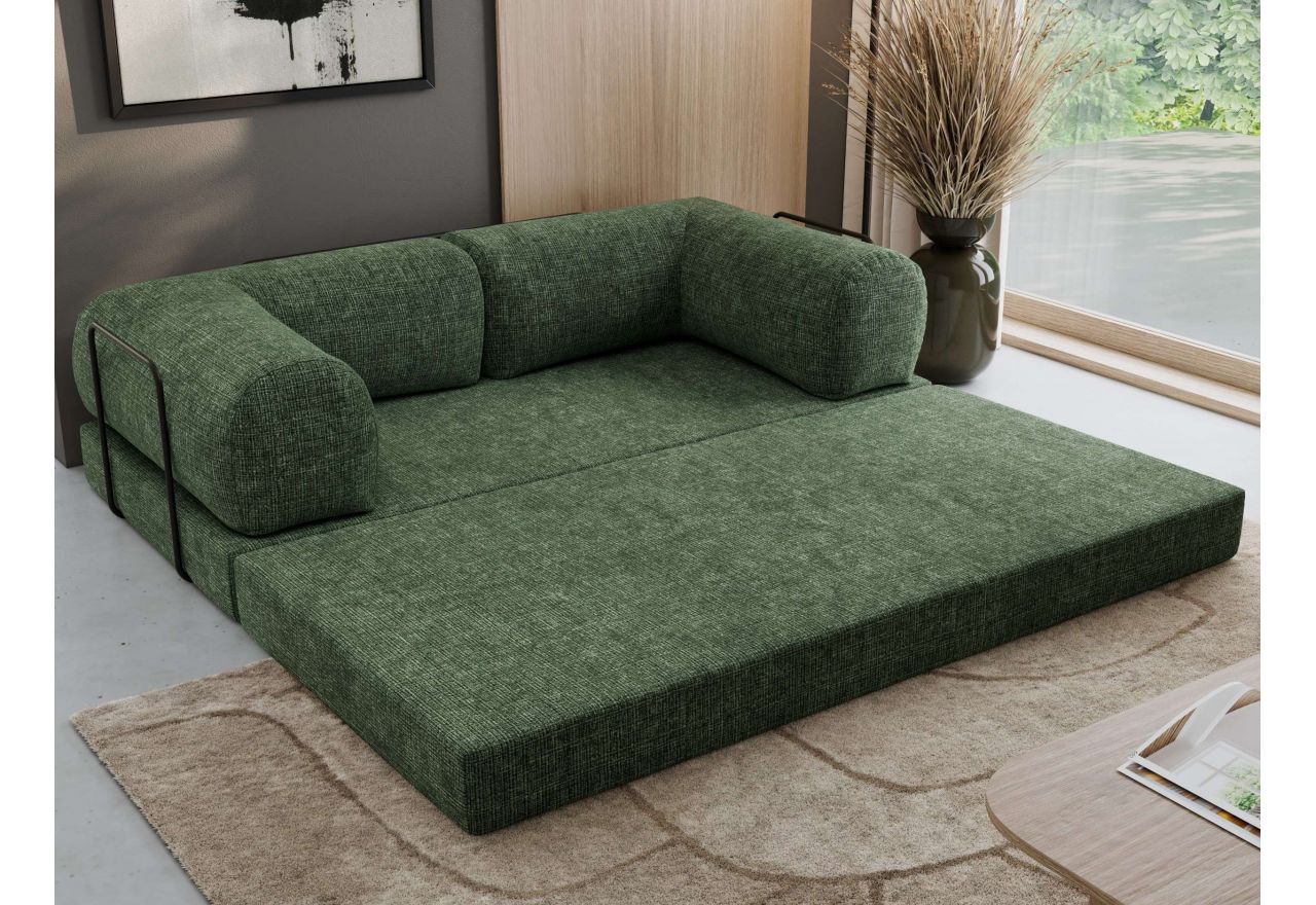 Sofa Orsetto - ciemnozielony, szenil grubo tkany