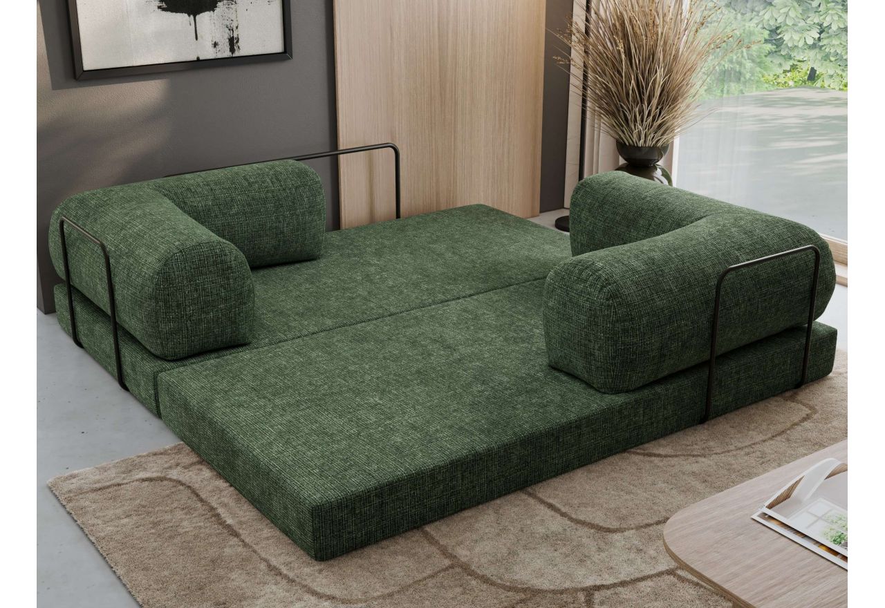 Sofa Orsetto - ciemnozielony, szenil grubo tkany