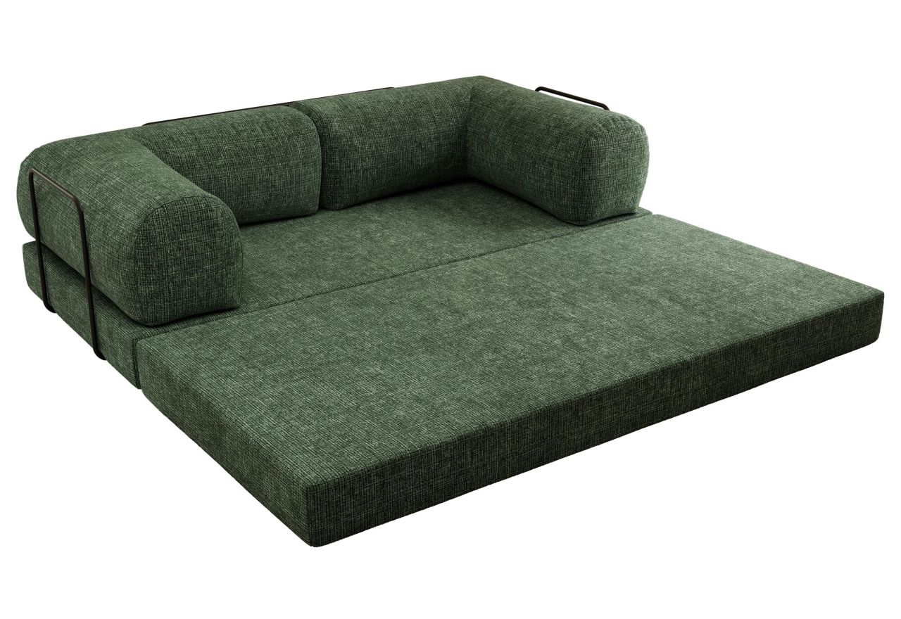 Sofa Orsetto - ciemnozielony, szenil grubo tkany