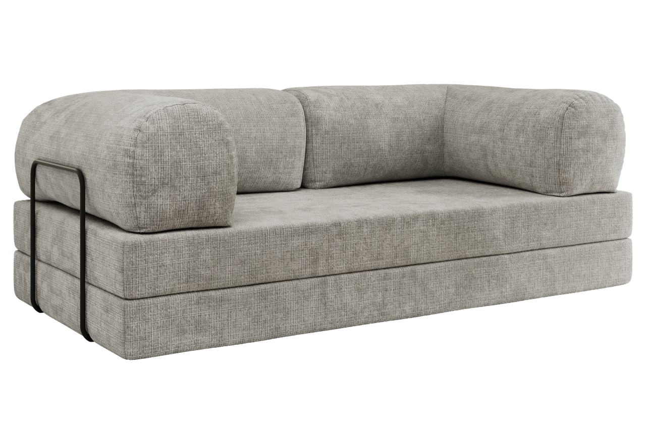 Sofa Orsetto - jasnoszary, szenil grubo tkany