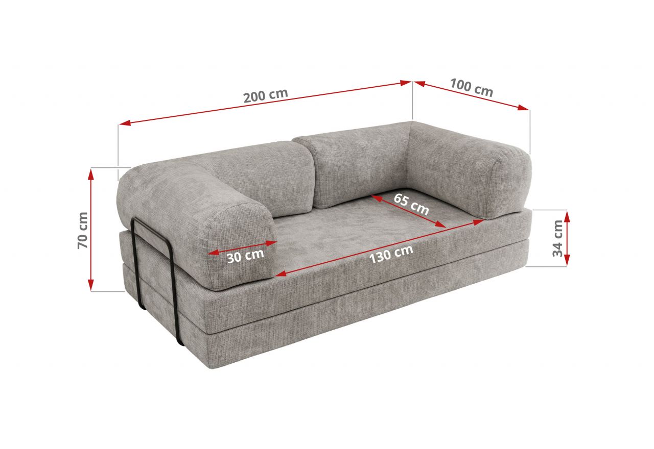 Sofa Orsetto - jasnoszary, szenil grubo tkany