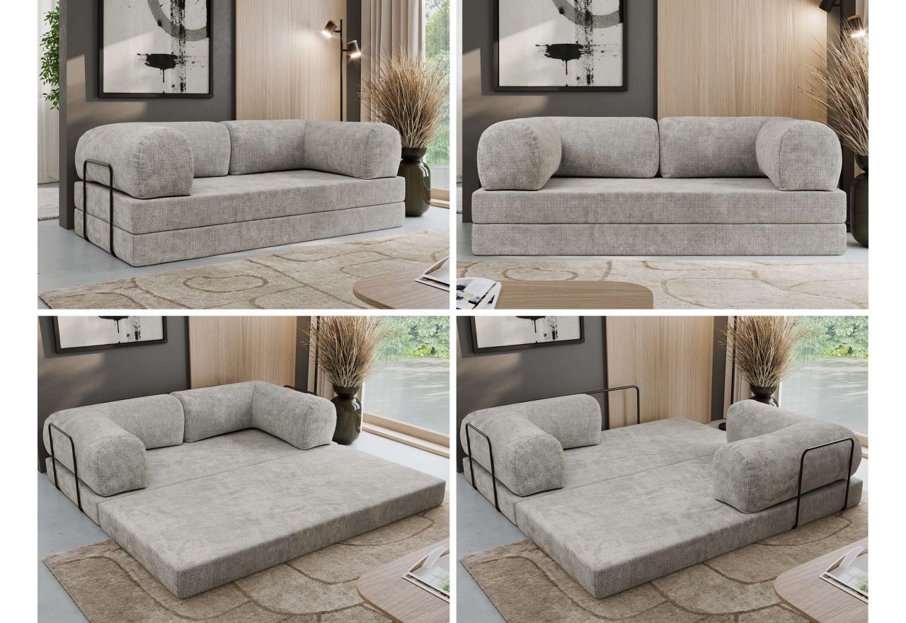 Sofa Orsetto - jasnoszary, szenil grubo tkany