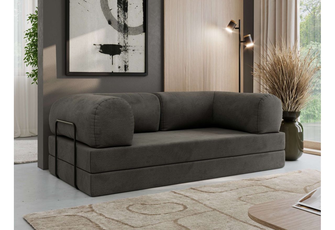 Sofa Orsetto - ciemnoszary, szenil grubo tkany