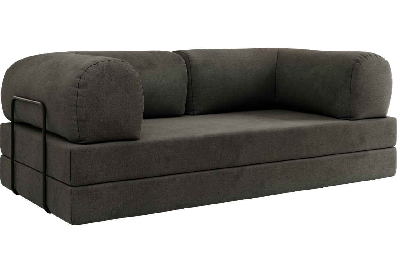 Sofa Orsetto - ciemnoszary, szenil grubo tkany