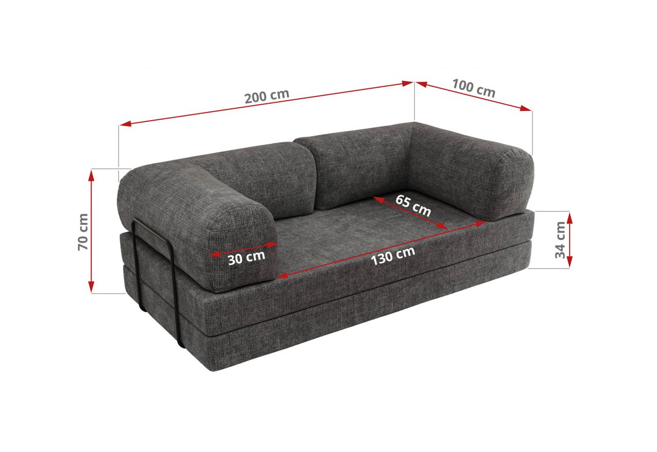 Sofa Orsetto - ciemnoszary, szenil grubo tkany