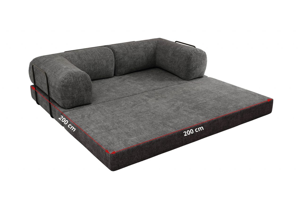 Sofa Orsetto - ciemnoszary, szenil grubo tkany