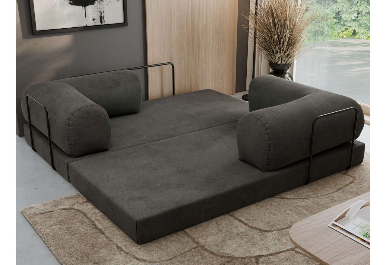 Sofa Orsetto - ciemnoszary, szenil grubo tkany