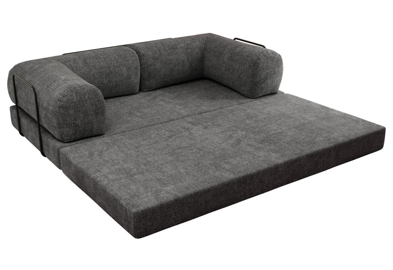 Sofa Orsetto - ciemnoszary, szenil grubo tkany