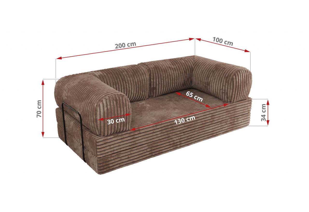 Sofa Orsetto - brązowy, sztruks