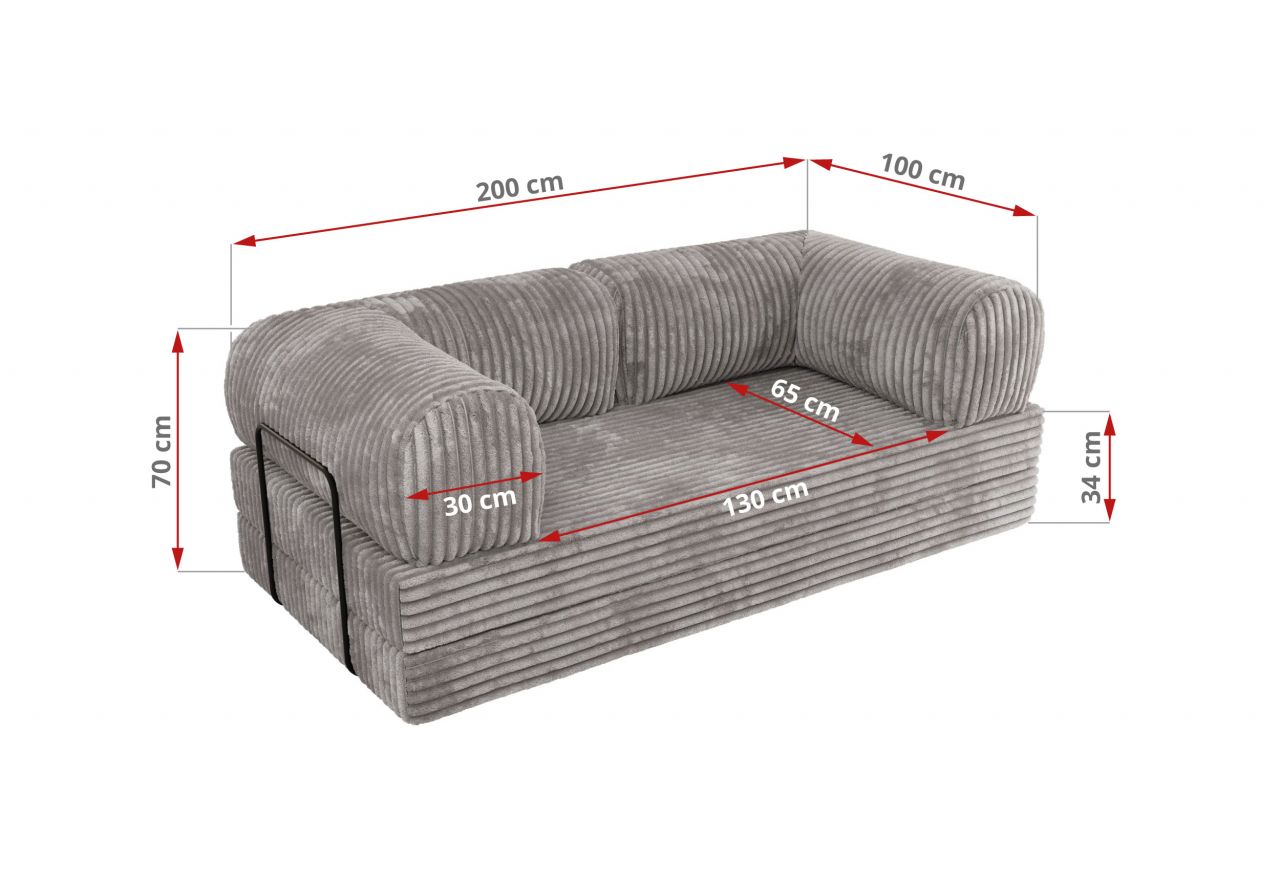 Sofa Orsetto - jasnoszary, sztruks