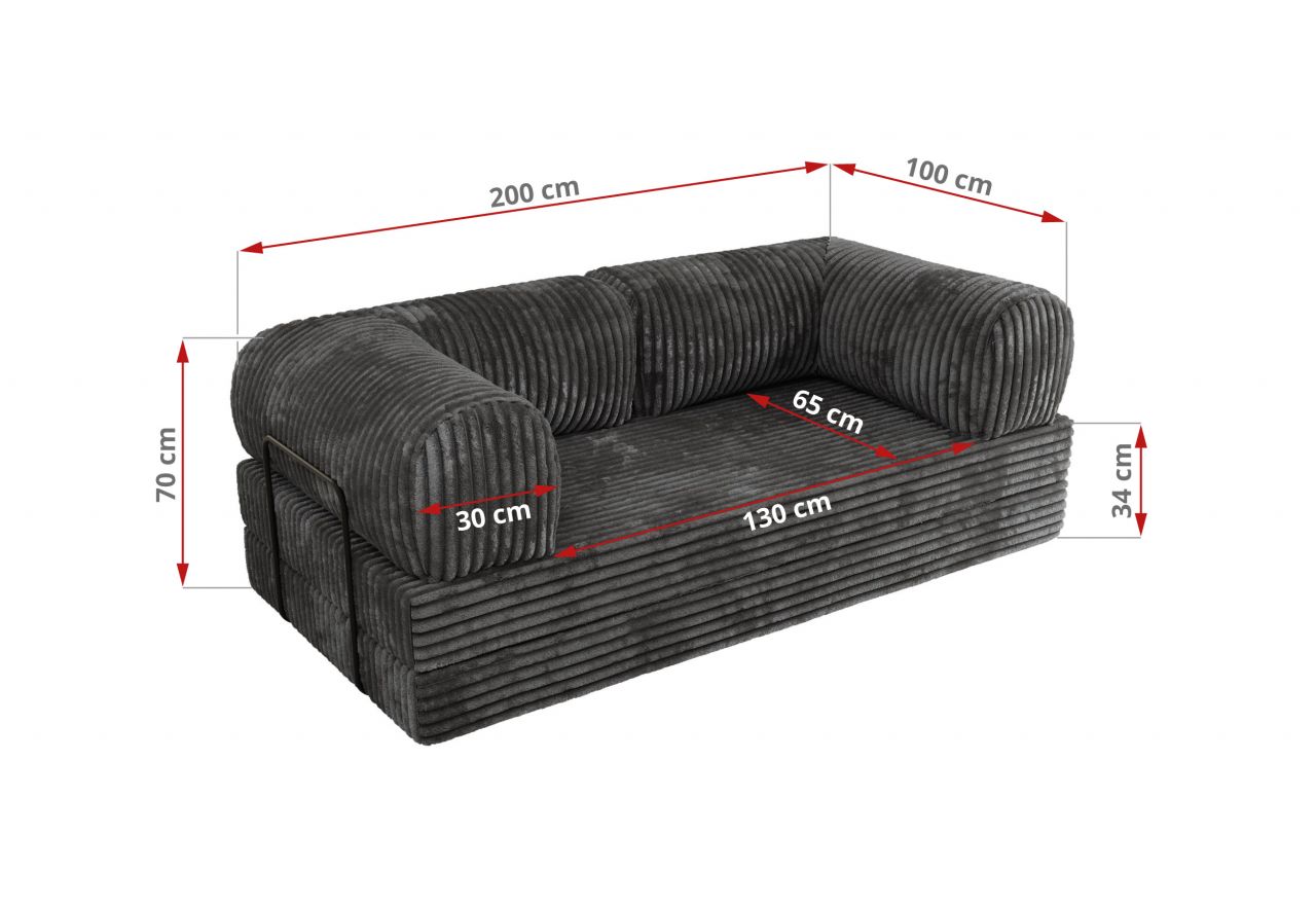 Sofa Orsetto - szary, sztruks