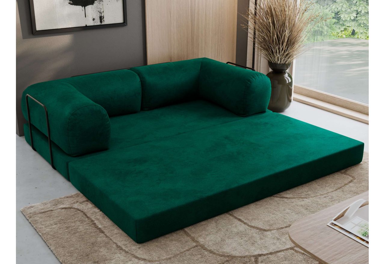 Sofa Orsetto - ciemnozielony, welwet