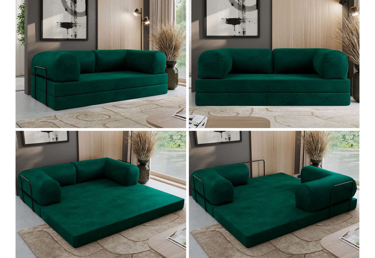 Sofa Orsetto - ciemnozielony, welwet