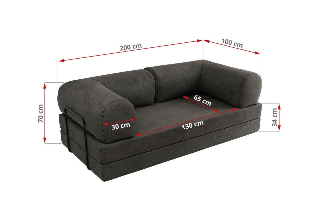 Sofa Orsetto - ciemnoszary, welwet