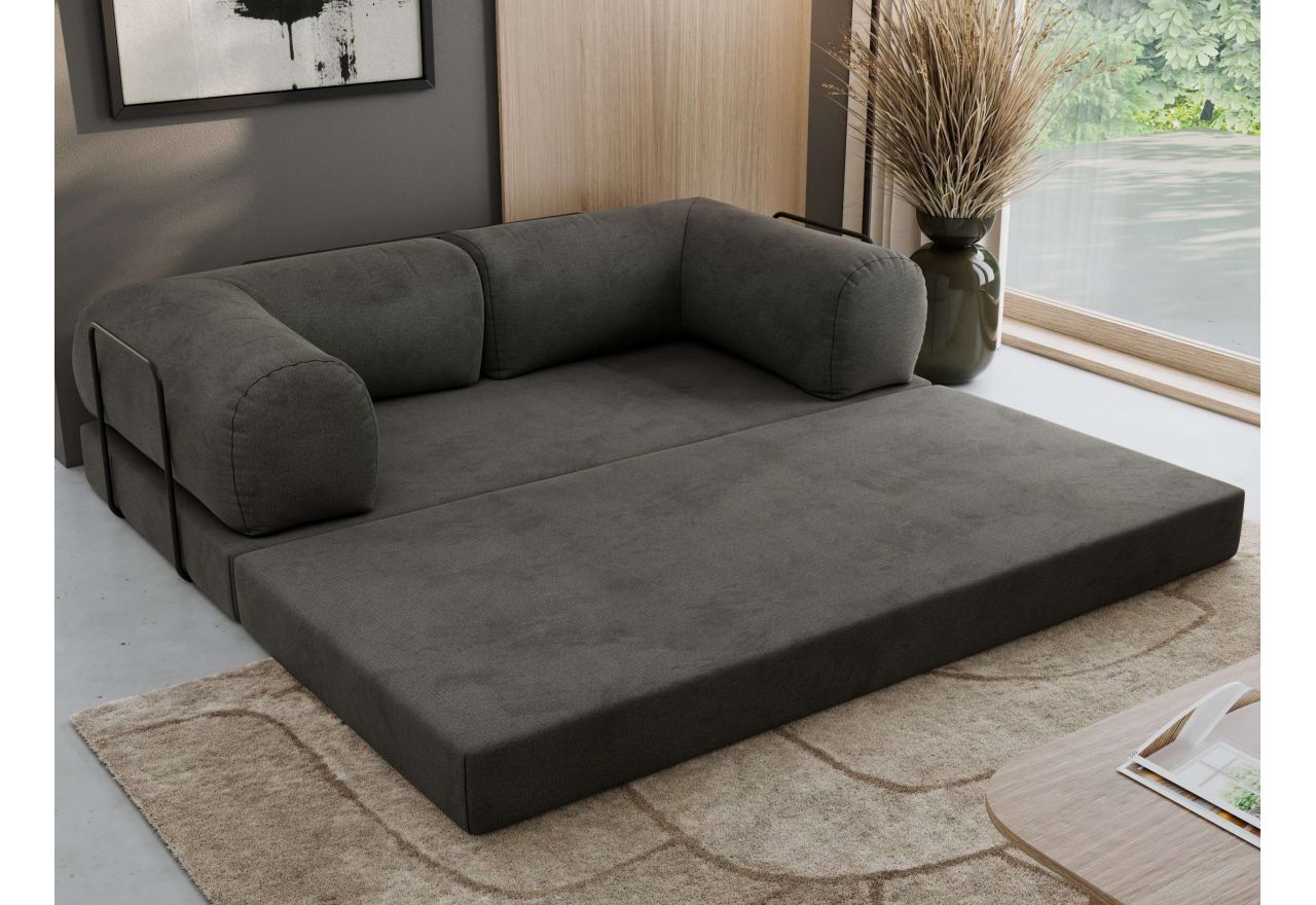 Sofa Orsetto - ciemnoszary, welwet