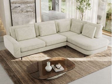 Narożnik CALENO L - strona prawa - kremowy, szenil grubo tkany