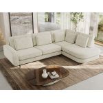 Narożnik CALENO L - strona prawa - kremowy, szenil grubo tkany