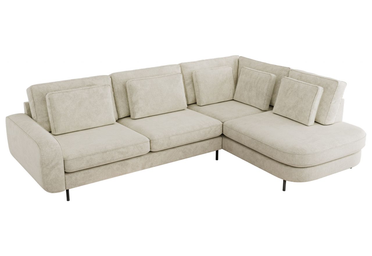 Narożnik CALENO L - strona prawa - kremowy, szenil grubo tkany