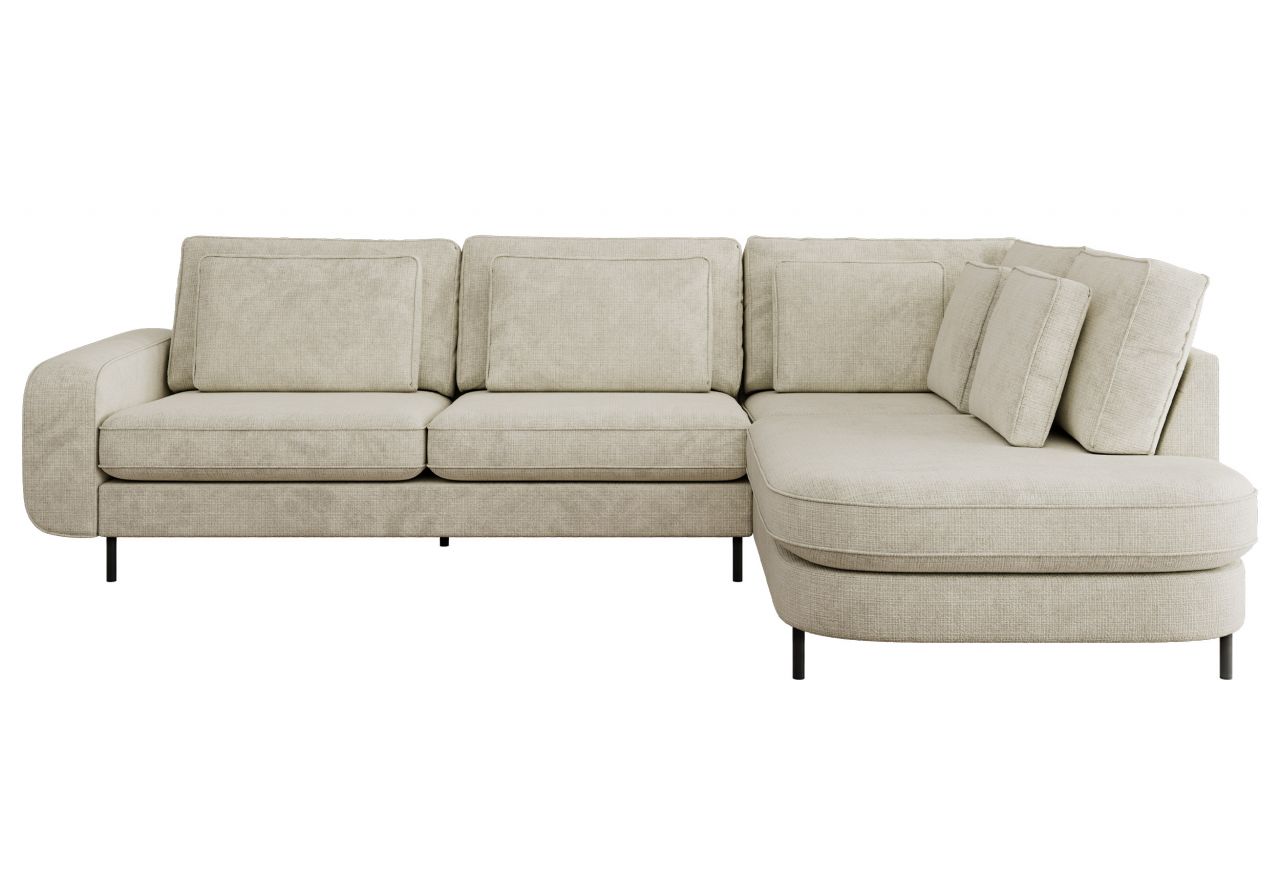 Narożnik CALENO L - strona prawa - kremowy, szenil grubo tkany