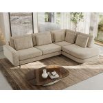 Narożnik CALENO L - strona prawa - beżowy, szenil grubo tkany