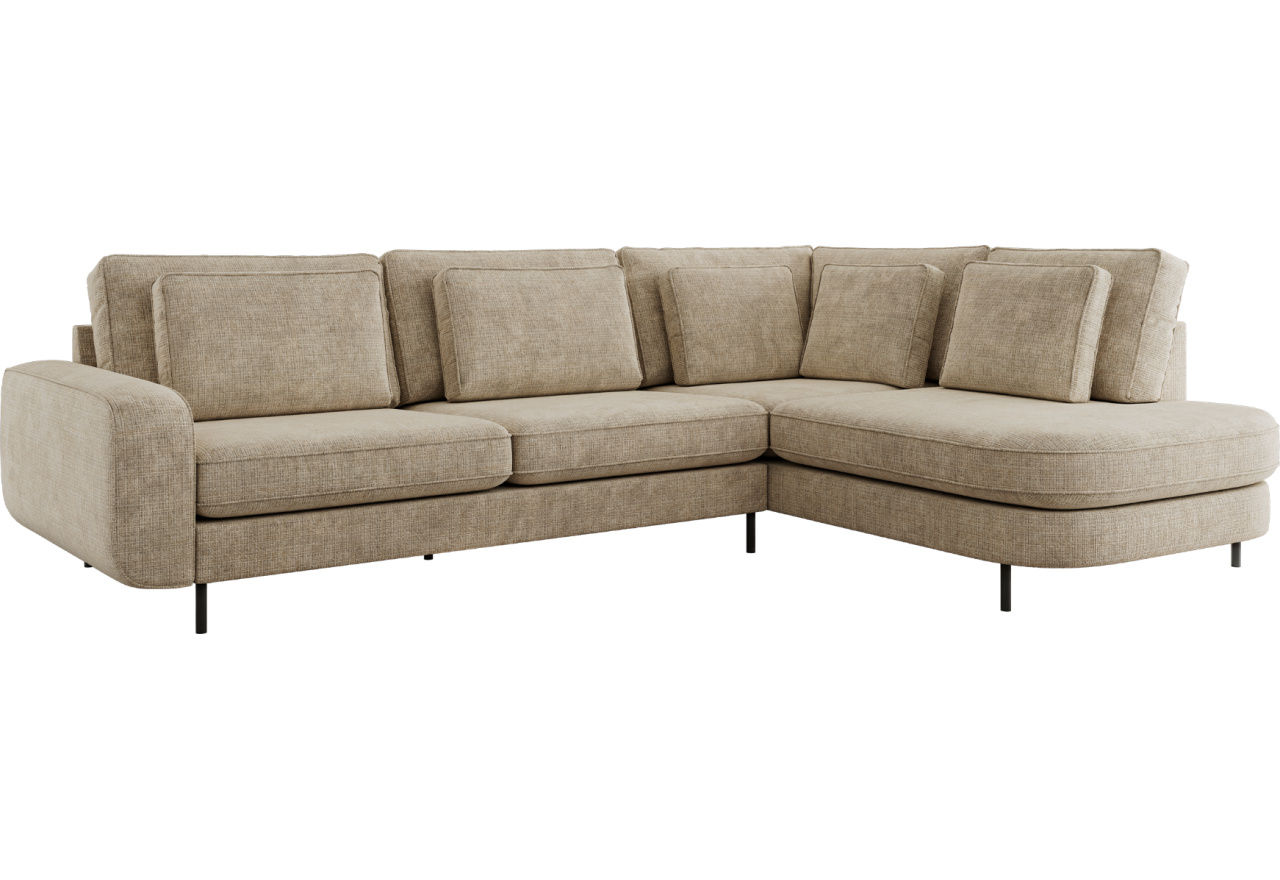 Narożnik CALENO L - strona prawa - beżowy, szenil grubo tkany