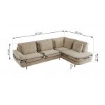 Narożnik CALENO L - strona prawa - beżowy, szenil grubo tkany