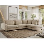 Narożnik CALENO L - strona prawa - beżowy, szenil grubo tkany