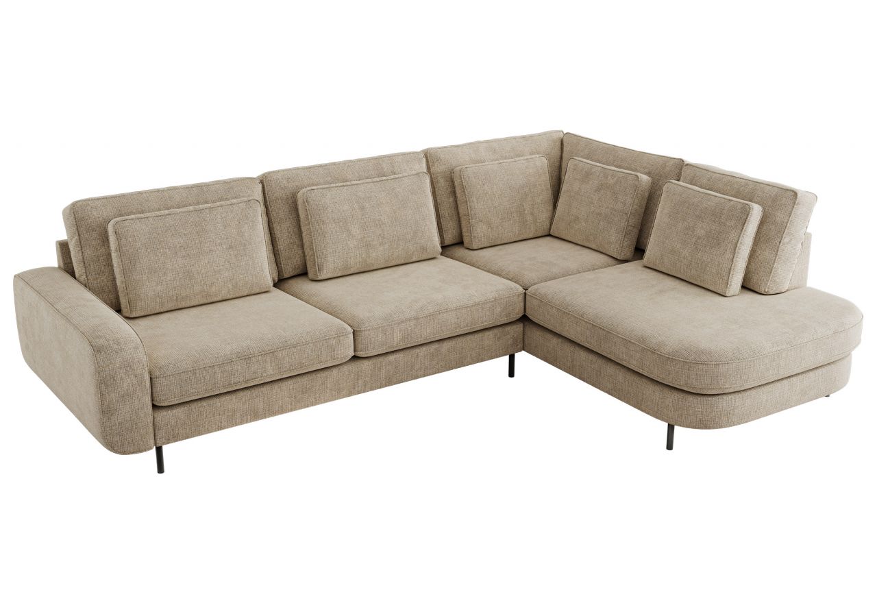 Narożnik CALENO L - strona prawa - beżowy, szenil grubo tkany