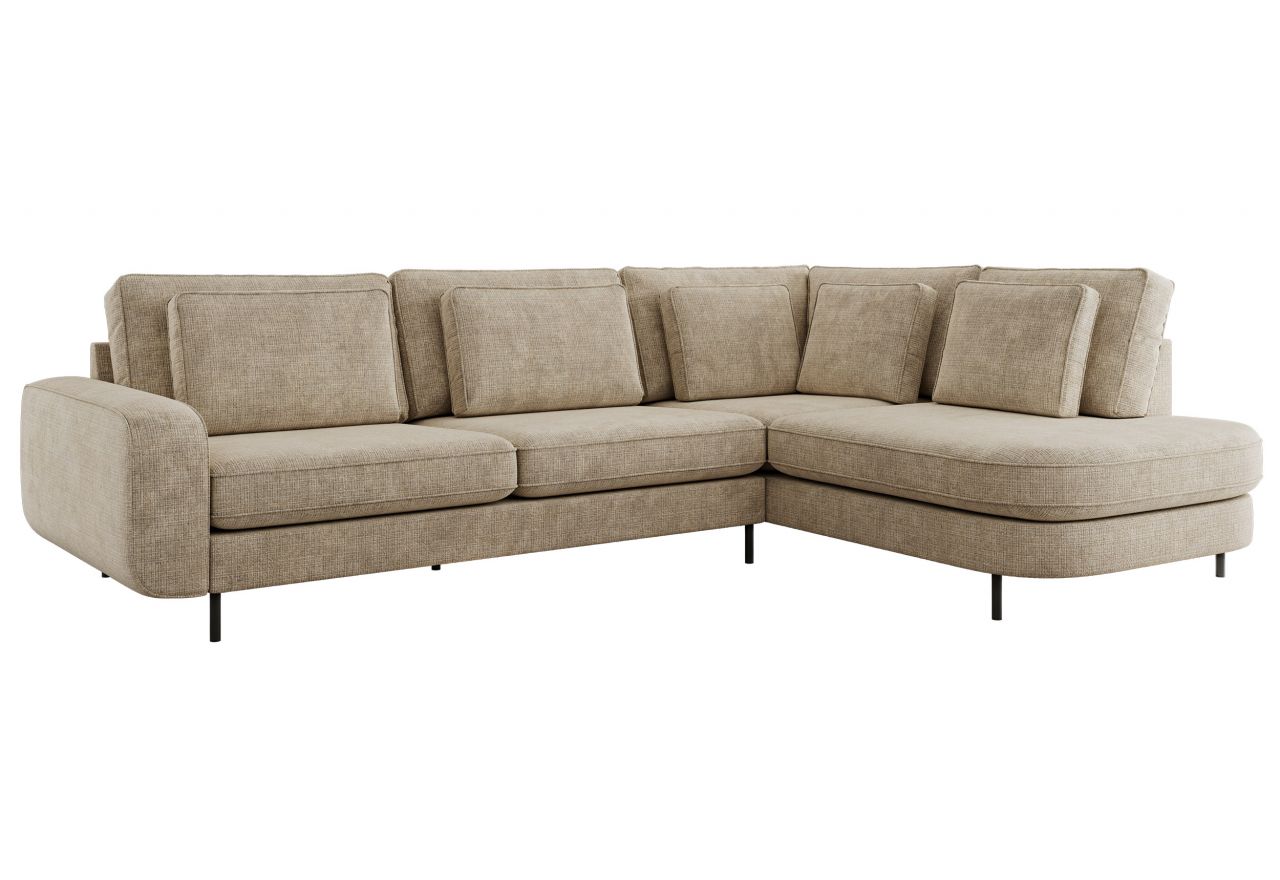 Narożnik CALENO L - strona prawa - beżowy, szenil grubo tkany