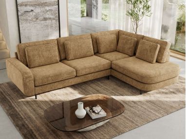 Narożnik CALENO L - strona prawa - jasnobrązowy, szenil grubo tkany