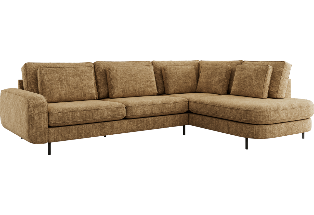 Narożnik CALENO L - strona prawa - jasnobrązowy, szenil grubo tkany