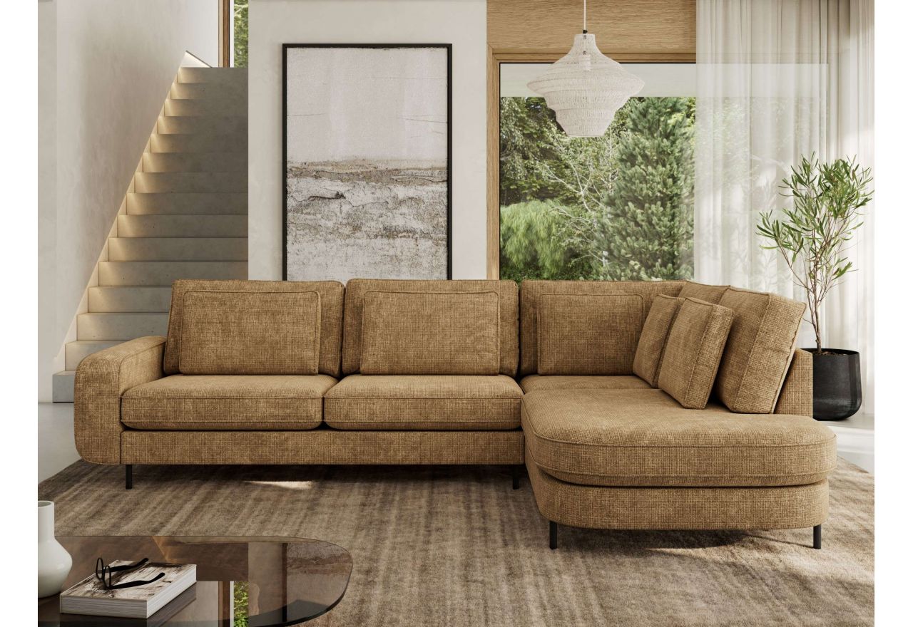 Narożnik CALENO L - strona prawa - jasnobrązowy, szenil grubo tkany