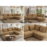 Narożnik CALENO L - strona prawa - jasnobrązowy, szenil grubo tkany