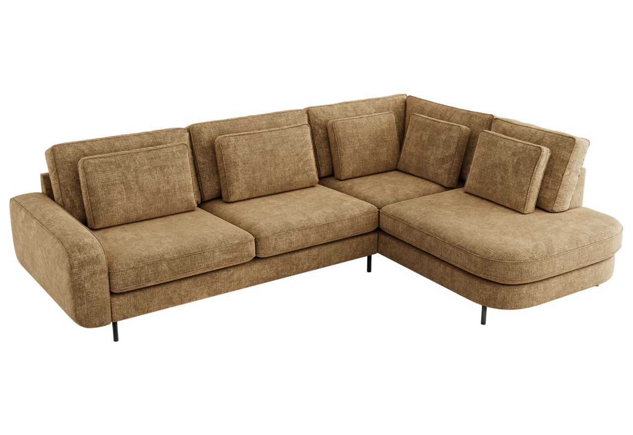 Narożnik CALENO L - strona prawa - jasnobrązowy, szenil grubo tkany