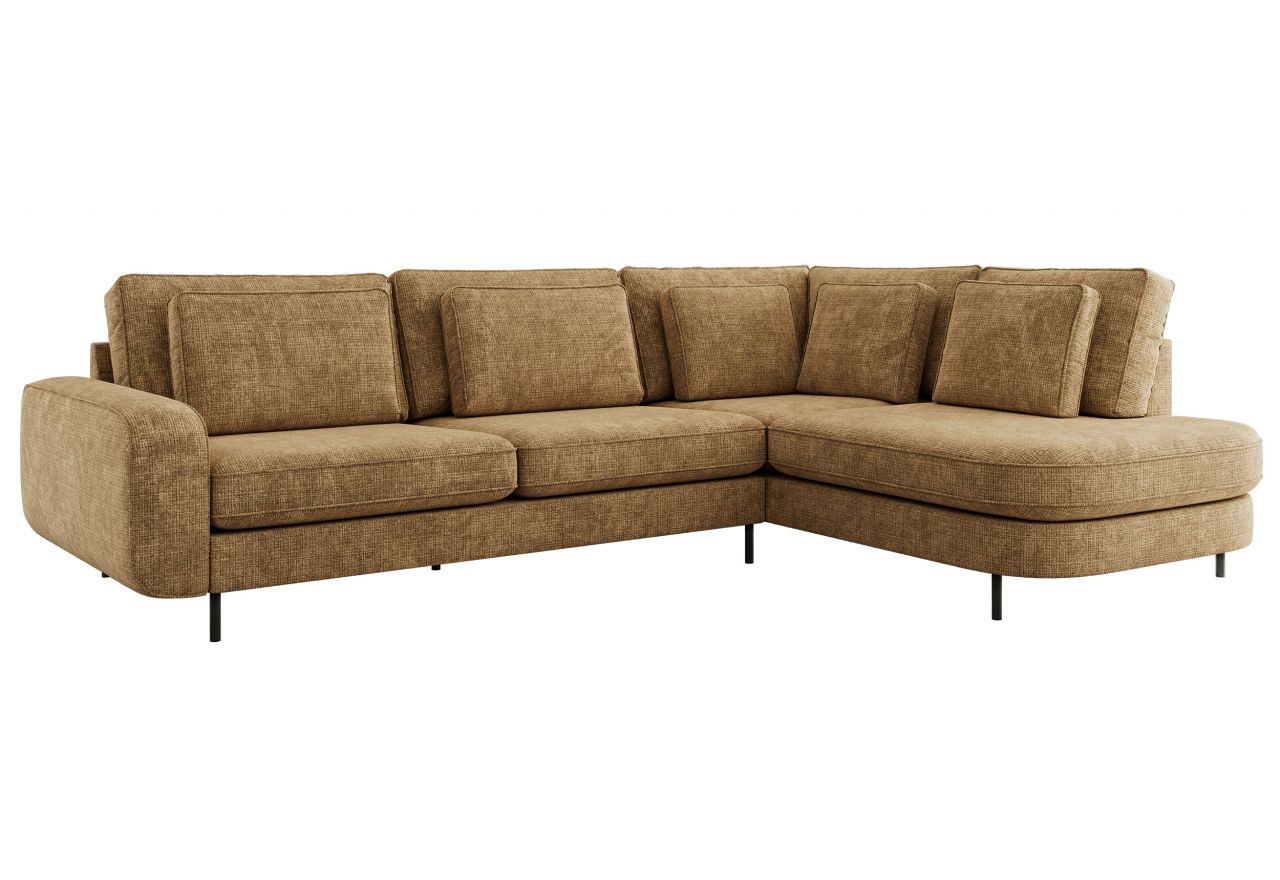 Narożnik CALENO L - strona prawa - jasnobrązowy, szenil grubo tkany