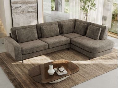 Narożnik CALENO L - strona prawa - brązowy, szenil grubo tkany