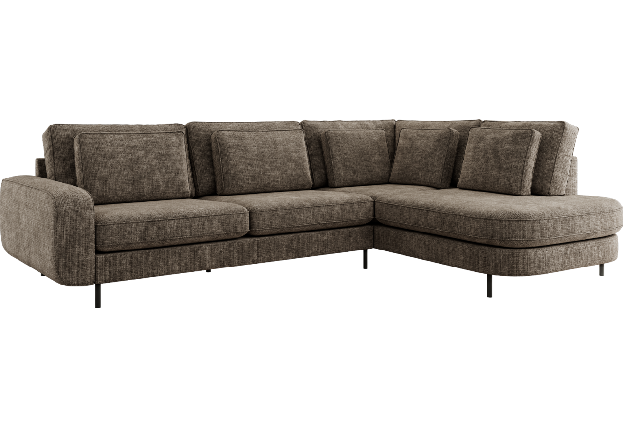 Narożnik CALENO L - strona prawa - brązowy, szenil grubo tkany