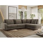 Narożnik CALENO L - strona prawa - brązowy, szenil grubo tkany