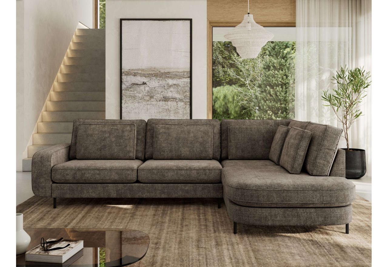 Narożnik CALENO L - strona prawa - brązowy, szenil grubo tkany