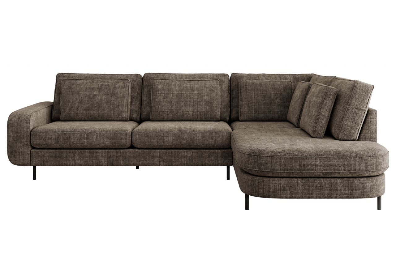 Narożnik CALENO L - strona prawa - brązowy, szenil grubo tkany