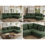 Narożnik CALENO L - strona prawa - ciemnozielony, szenil grubo tkany