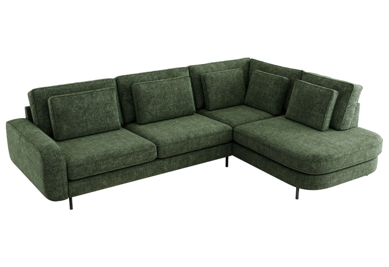 Narożnik CALENO L - strona prawa - ciemnozielony, szenil grubo tkany