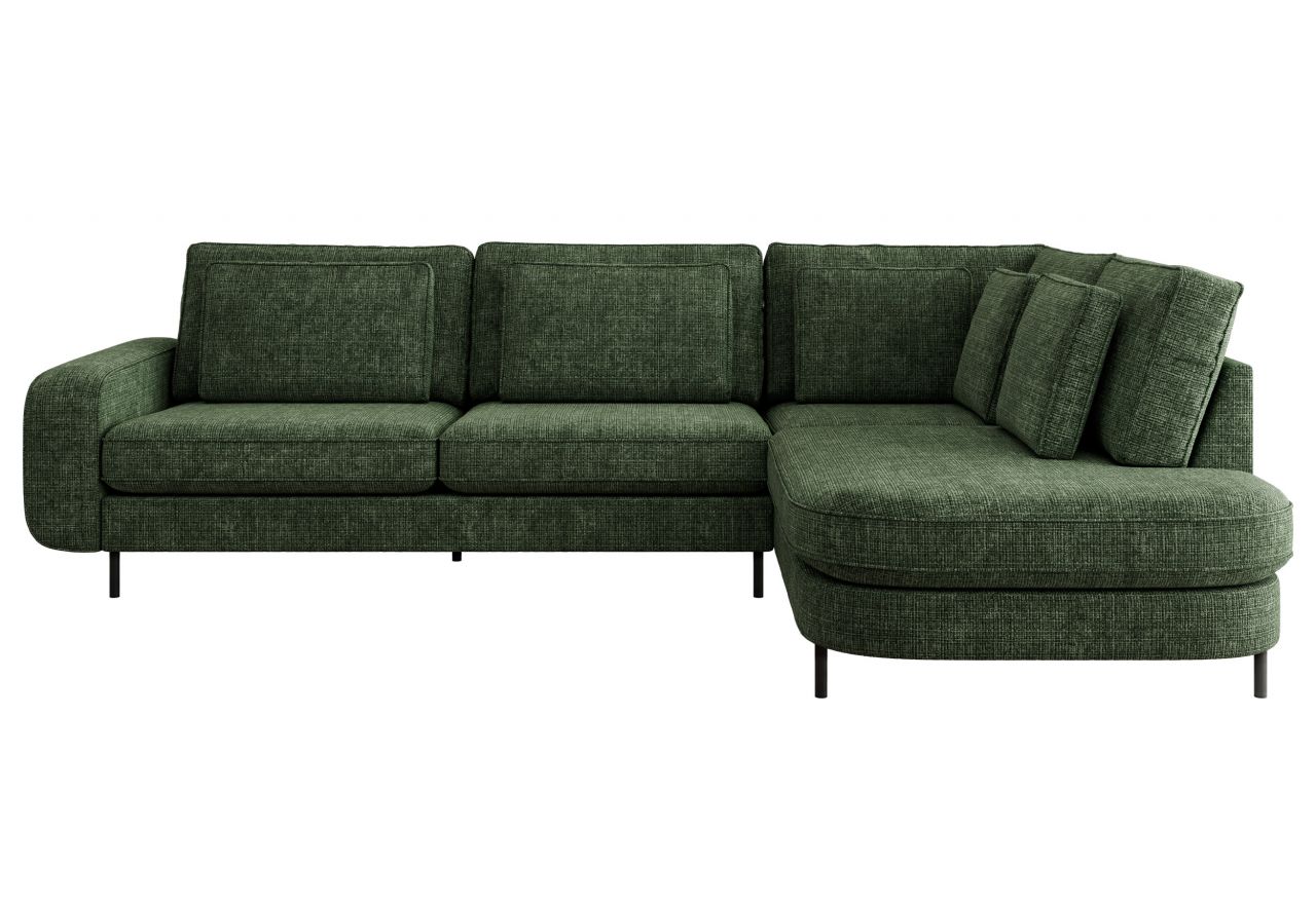 Narożnik CALENO L - strona prawa - ciemnozielony, szenil grubo tkany