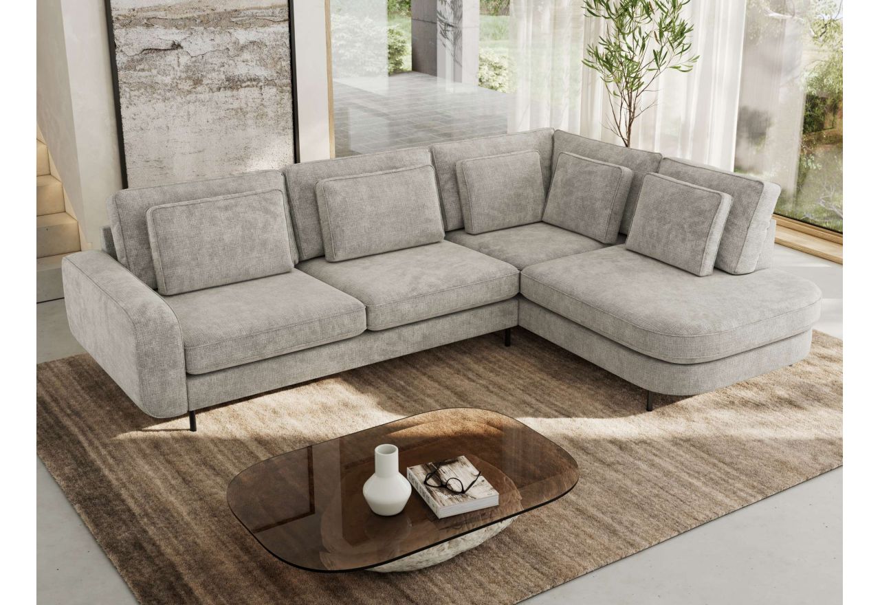 Narożnik CALENO L - strona prawa - jasnoszary, szenil grubo tkany