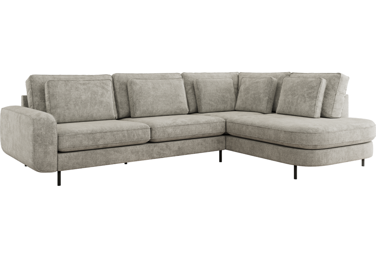 Narożnik CALENO L - strona prawa - jasnoszary, szenil grubo tkany