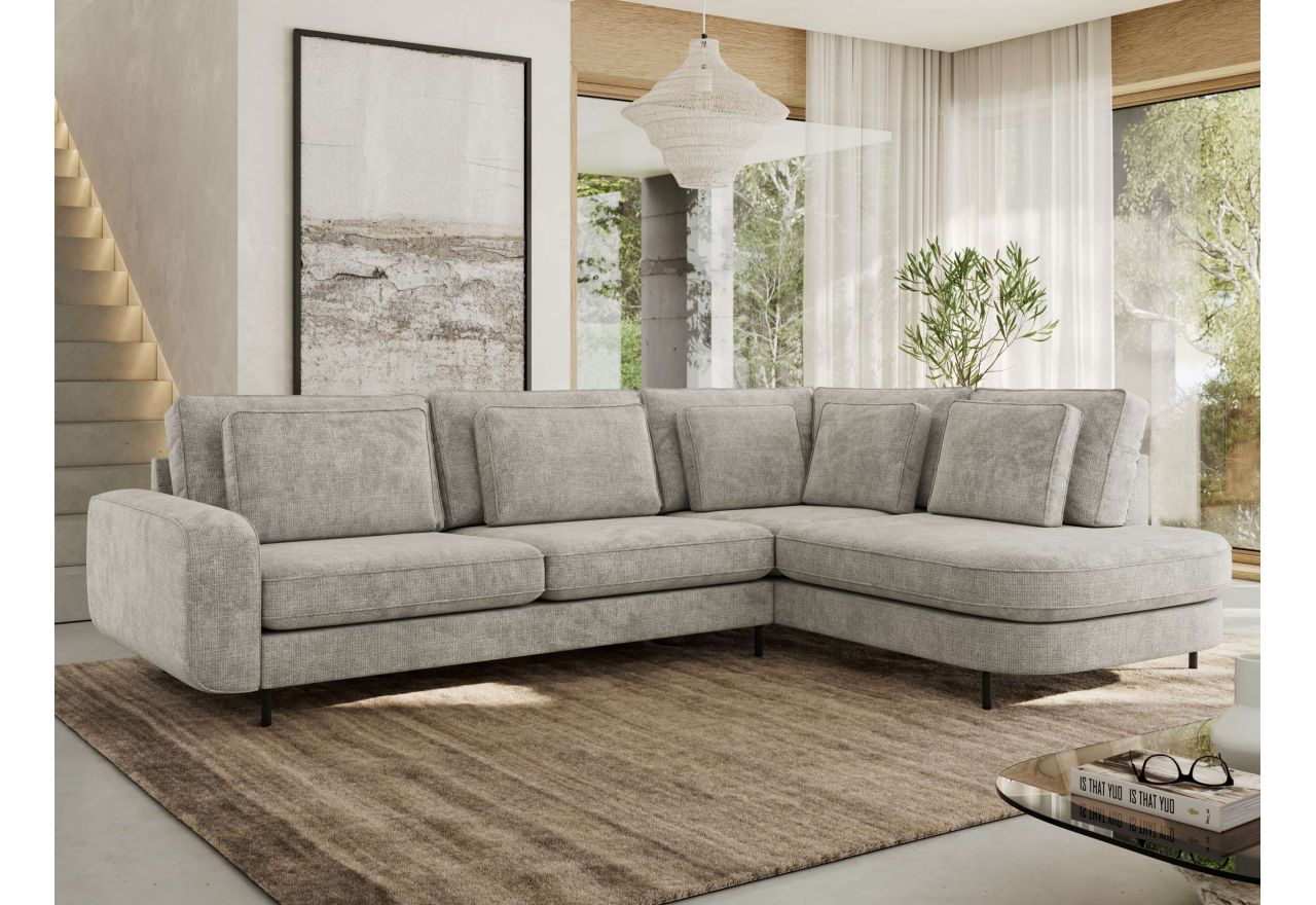 Narożnik CALENO L - strona prawa - jasnoszary, szenil grubo tkany