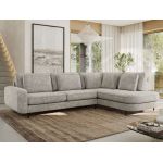 Narożnik CALENO L - strona prawa - jasnoszary, szenil grubo tkany