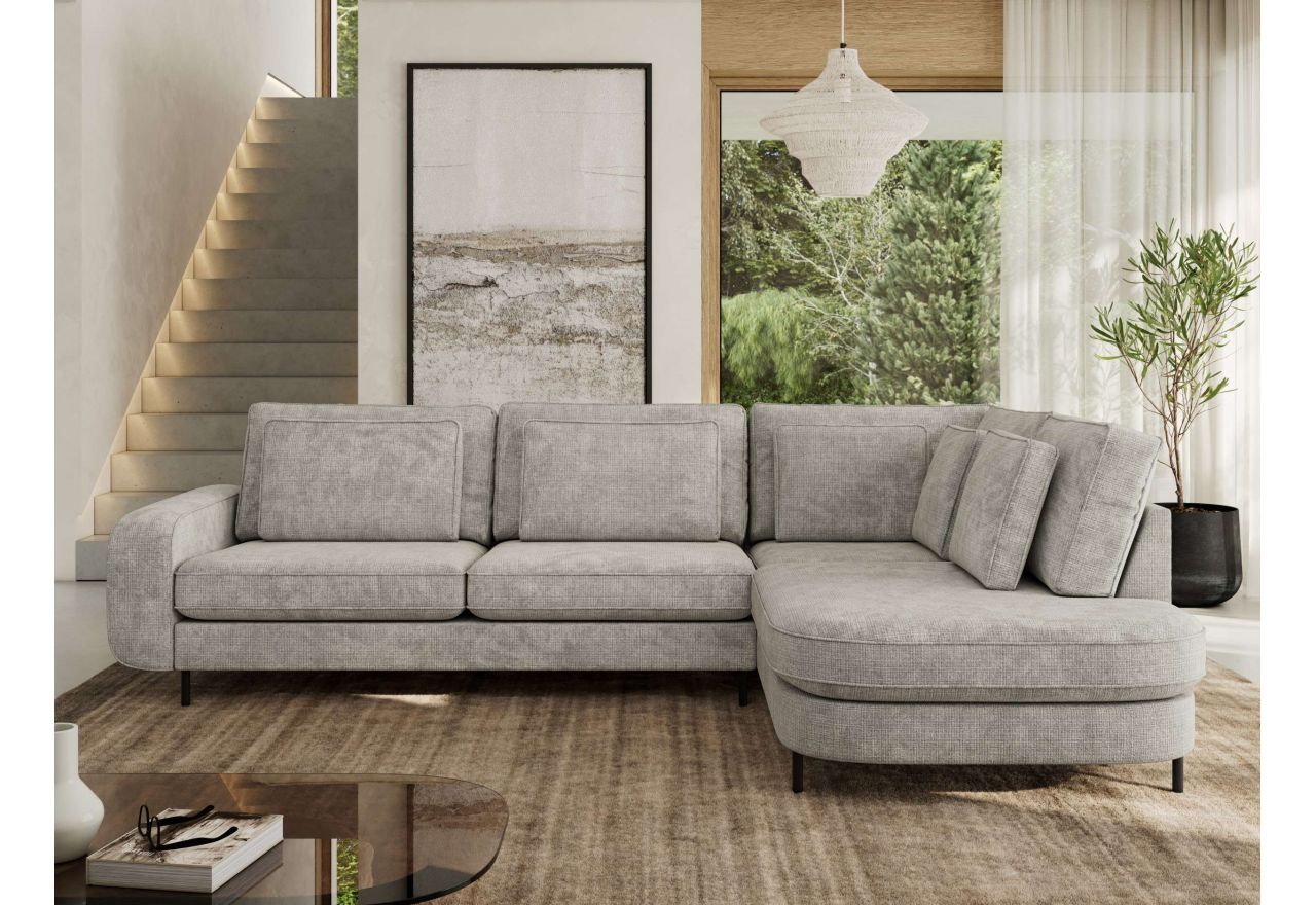 Narożnik CALENO L - strona prawa - jasnoszary, szenil grubo tkany