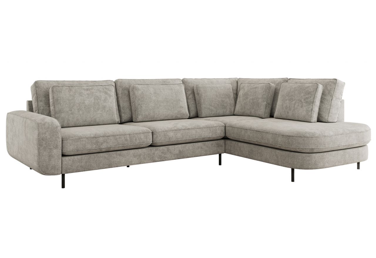 Narożnik CALENO L - strona prawa - jasnoszary, szenil grubo tkany